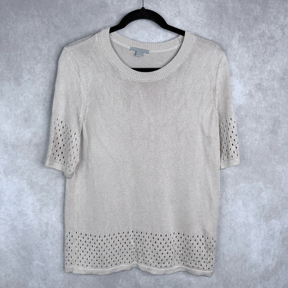 COS Metallic Knit Short Sleeve Sweater‎ Top In Gold Women's Size M